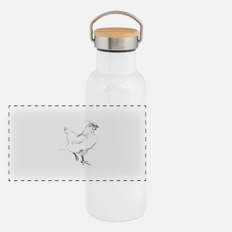 Huhn Panorama Thermosflasche mit Bambusdeckel