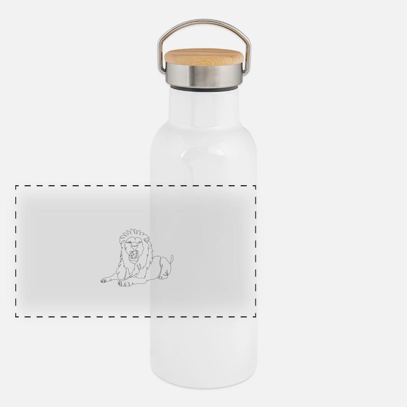 Lineart Lion Gourde isotherme avec bouchon en bambou