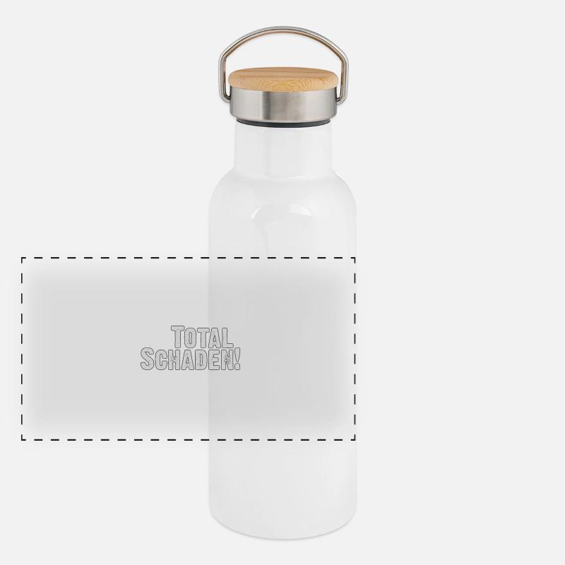 Total damage! Distressed Text Panoramic Thermal Bottle with Bamboo Lid