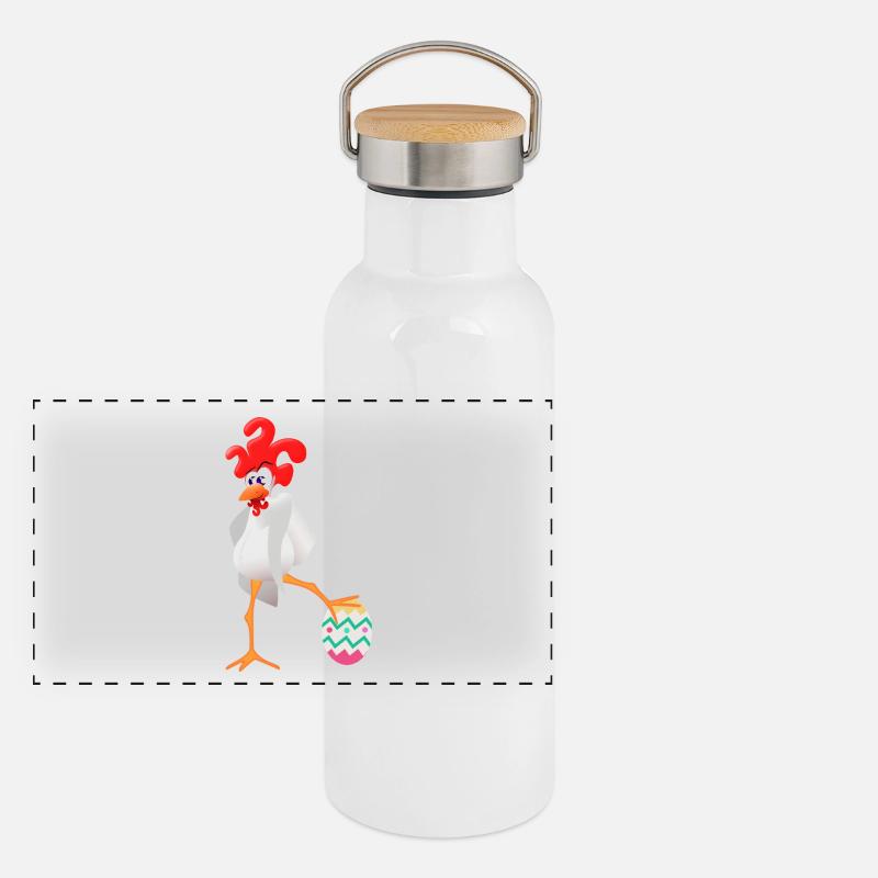 Coq de Pâques Gourde isotherme avec bouchon en bambou