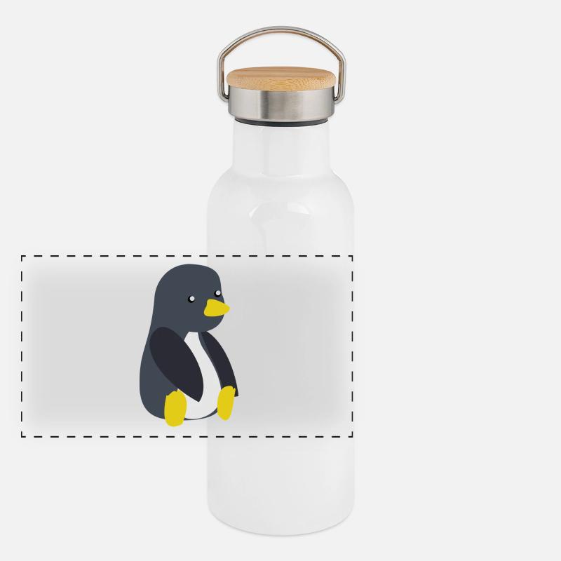 Baby Pinguin Panorama Thermosflasche mit Bambusdeckel