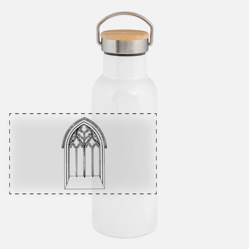 Kirche Fenster Panorama Thermosflasche mit Bambusdeckel