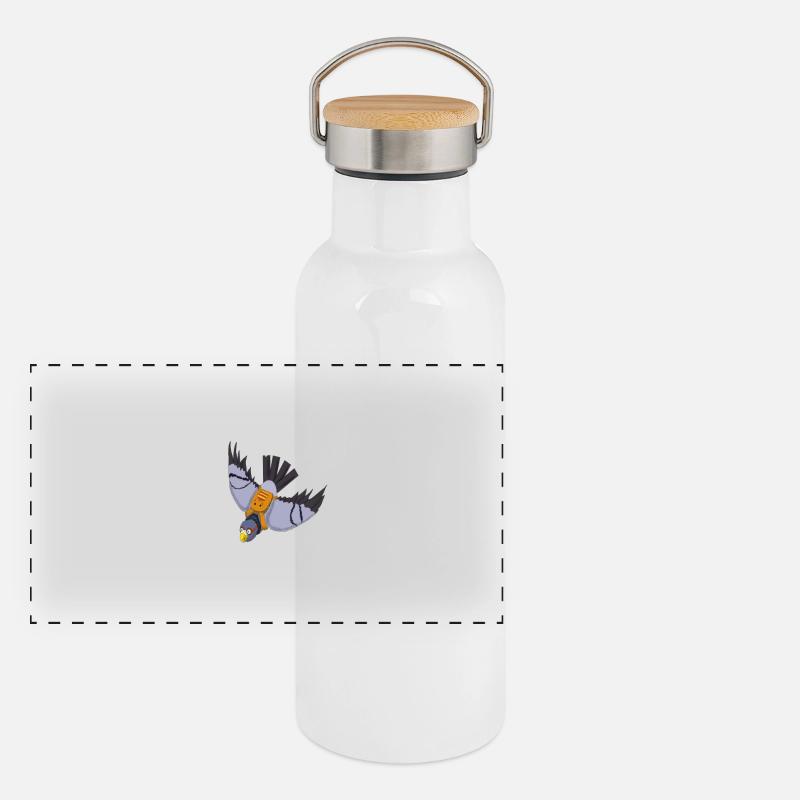Taube Panorama Thermosflasche mit Bambusdeckel