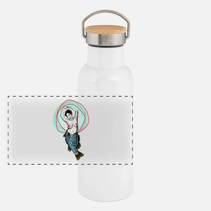 Old Mermaid Panorama Thermosflasche mit Bambusdeckel