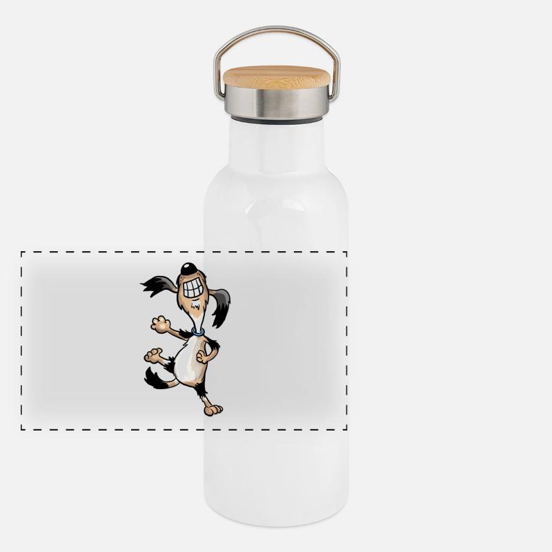 Dancing dog Panoramic Thermal Bottle with Bamboo Lid