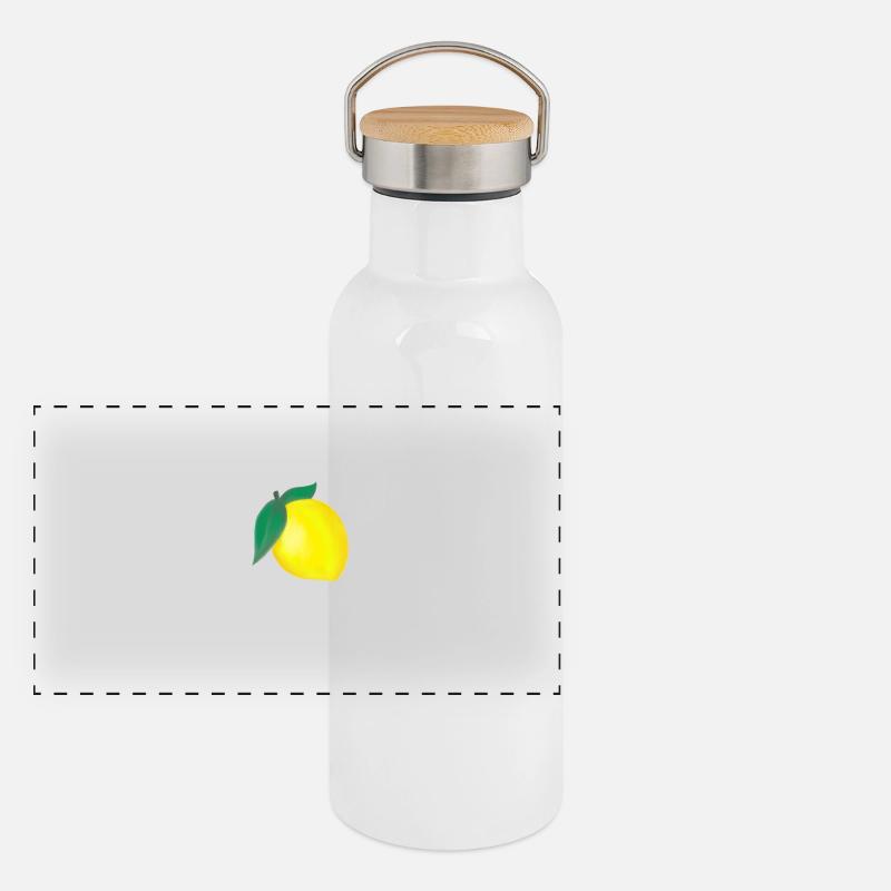 lemon - Panoramic Thermal Bottle with Bamboo Lid - white