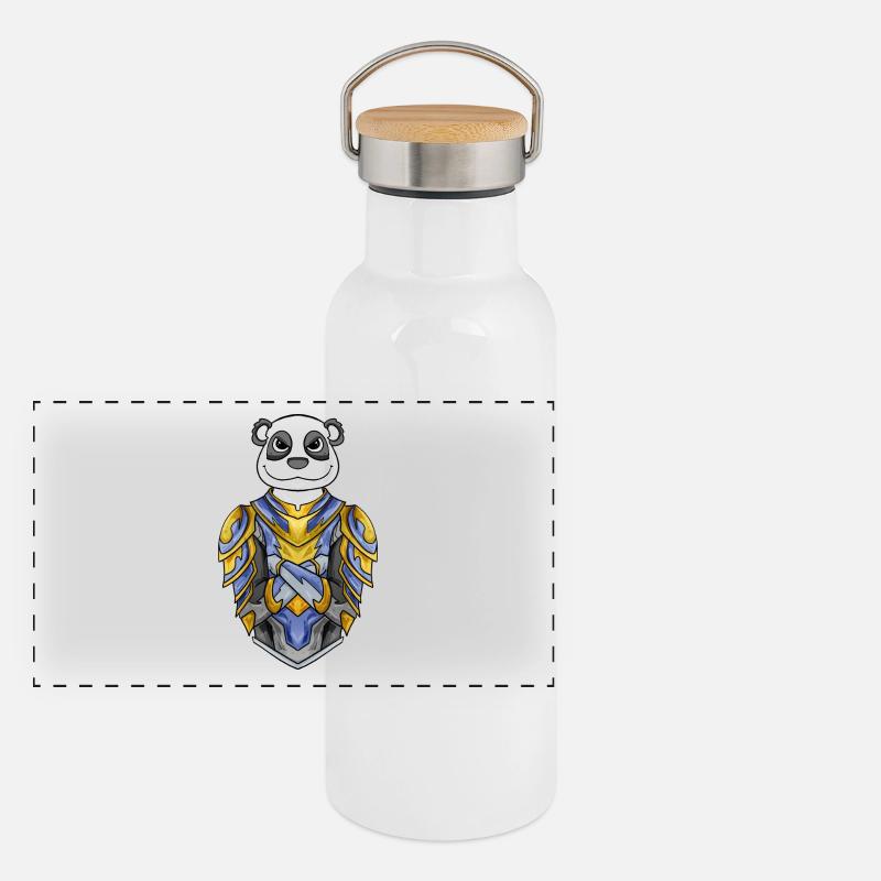 Knight Panda cool Panoramic Thermal Bottle with Bamboo Lid