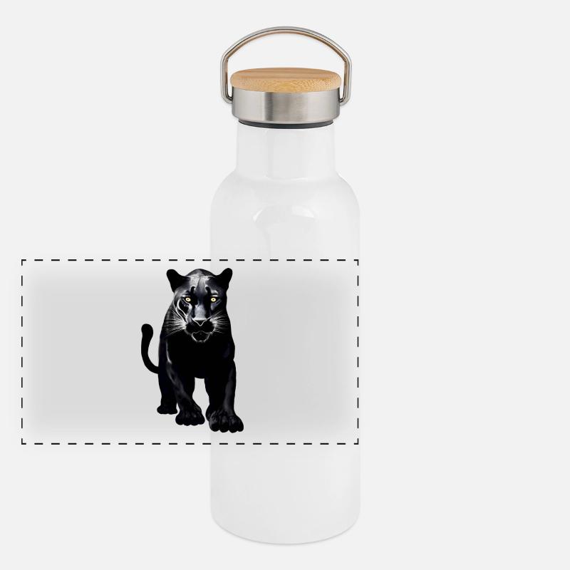 Black Leopard Panoramic Thermal Bottle with Bamboo Lid