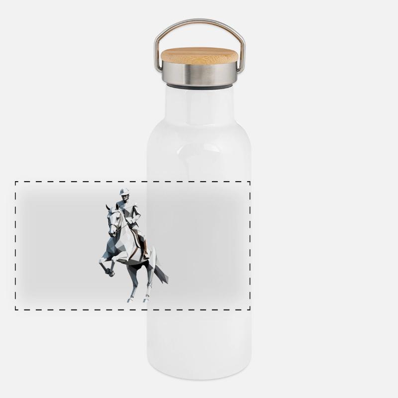 Low Poly Reiter - Ballett Design Panorama Thermosflasche mit Bambusdeckel