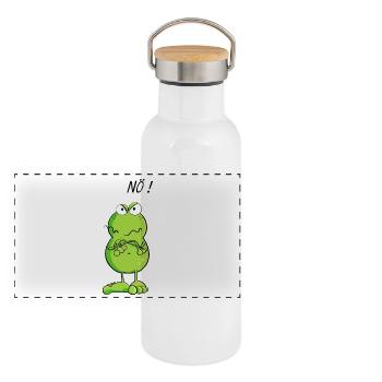 Frosch sagt einfach mal Nö - Panorama Thermosflasche mit Bambusdeckel - Weiß - Vorne