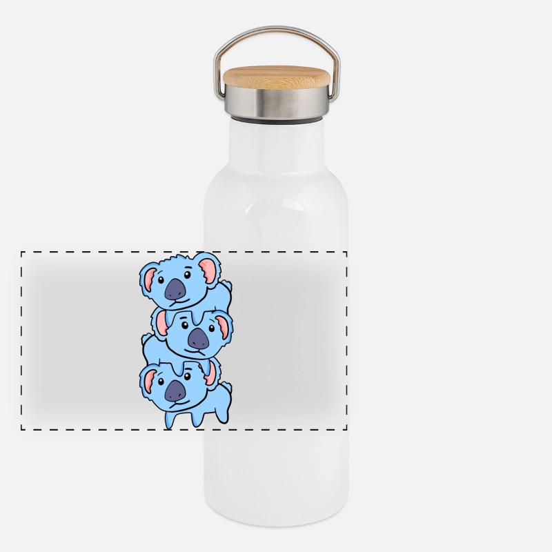 Niedliche Koalas Panorama Thermosflasche mit Bambusdeckel