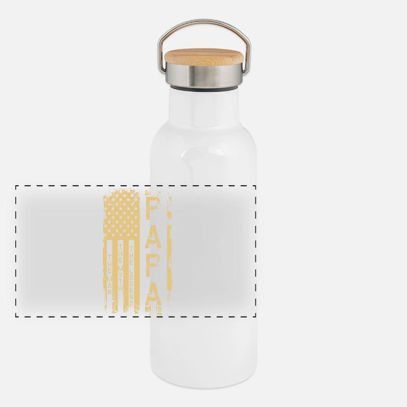Typographie du drapeau américain grungy Gourde isotherme avec bouchon en bambou