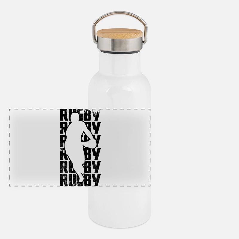 Rugby player sketch Panoramic Thermal Bottle with Bamboo Lid