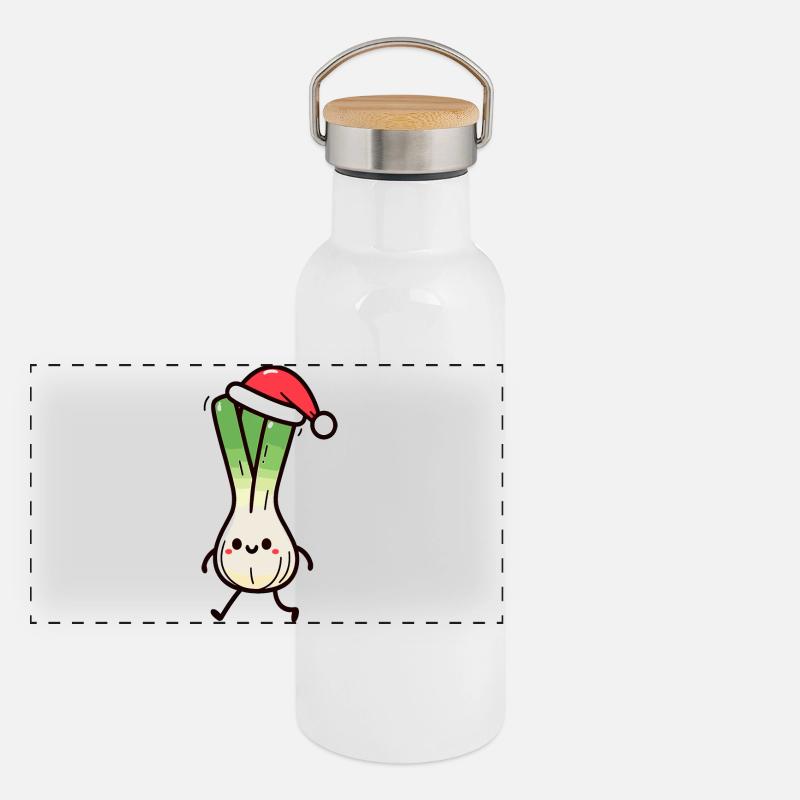 St. Nicholas Christmas Linen Panoramic Thermal Bottle with Bamboo Lid
