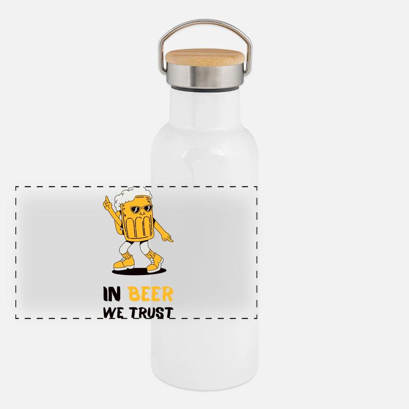 In Beer We Trust Panoramic Thermal Bottle with Bamboo Lid
