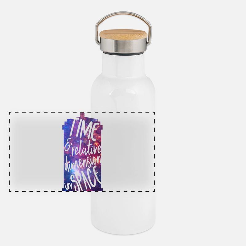 Time and Relative Dimension in Space Panorama Thermosflasche mit Bambusdeckel