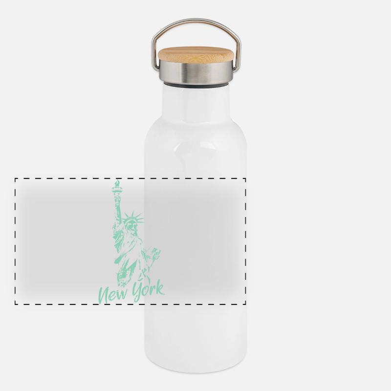 Freiheitsstatue New York US Symbol Illustration Panorama Thermosflasche mit Bambusdeckel
