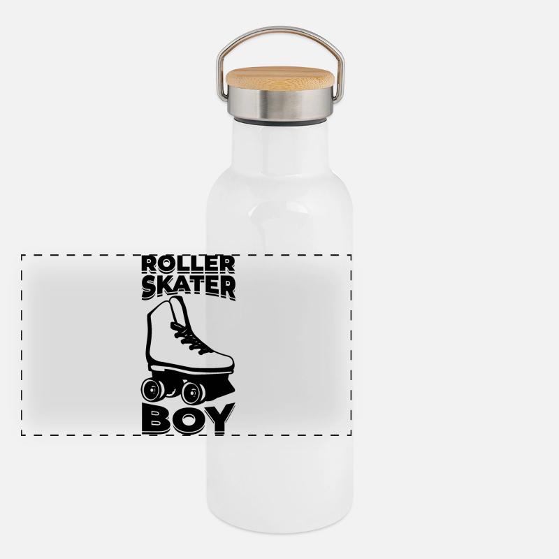 Roller Skate Boy Panoramic Thermal Bottle with Bamboo Lid