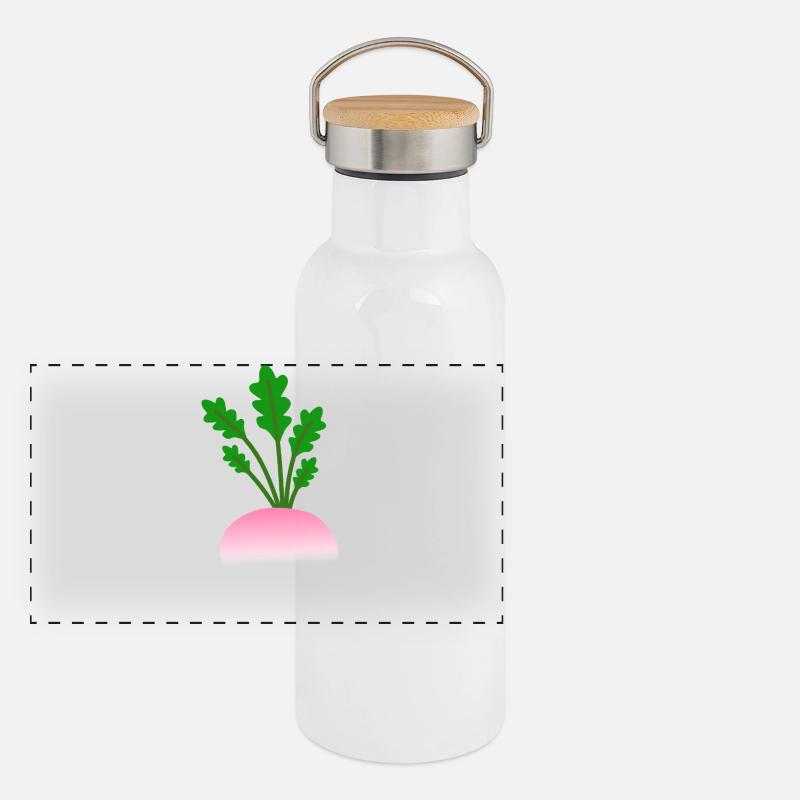Minimalistic Turnip Botanical Illustration Panoramic Thermal Bottle with Bamboo Lid