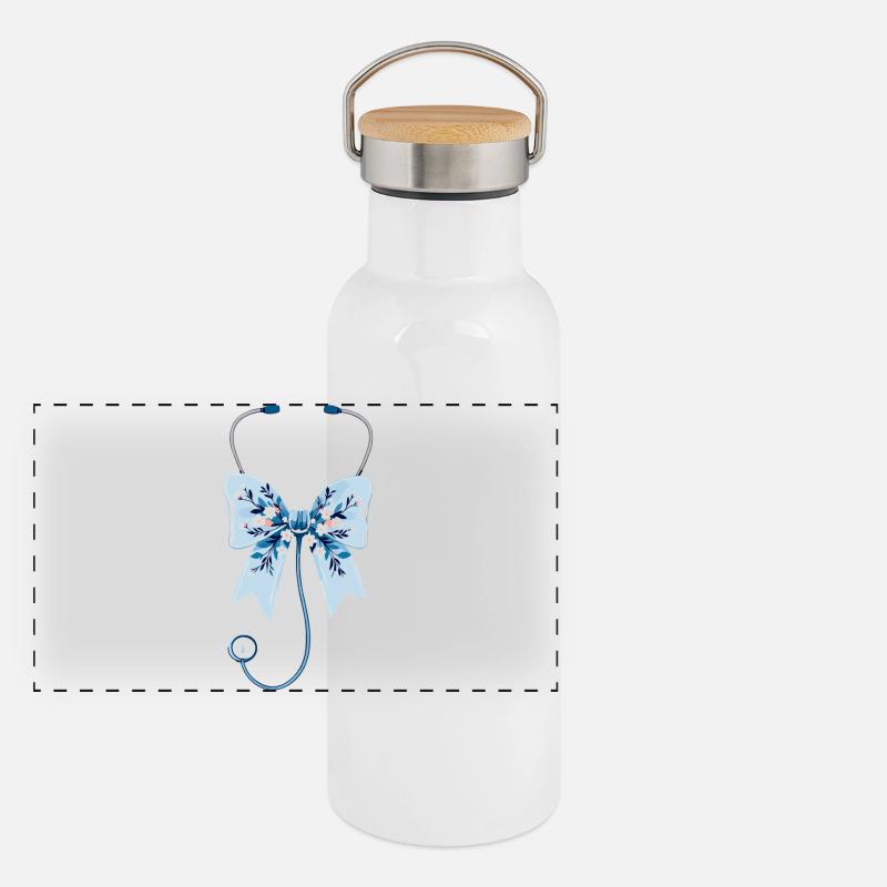 Infirmière, Stéthoscope, Boucle Gourde isotherme avec bouchon en bambou