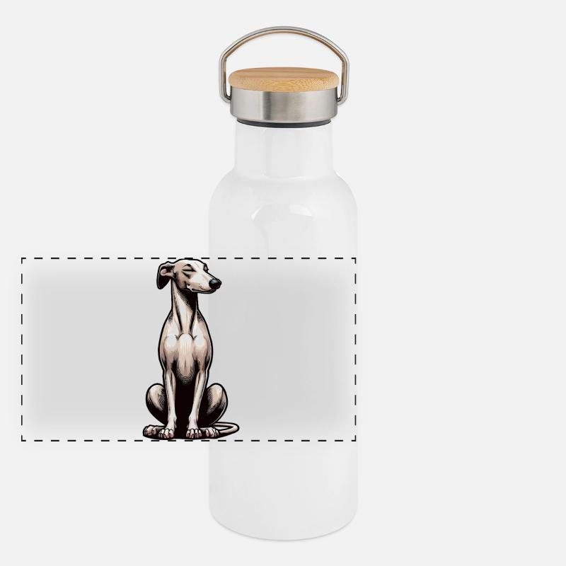 Whippet Greyhound Whippets Propriétaire de lévrier Gourde isotherme avec bouchon en bambou