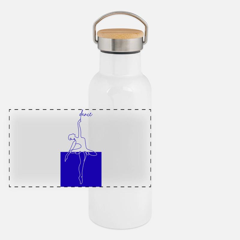 Blue Line Ballet Minimal Form Dancing Panoramic Thermal Bottle with Bamboo Lid