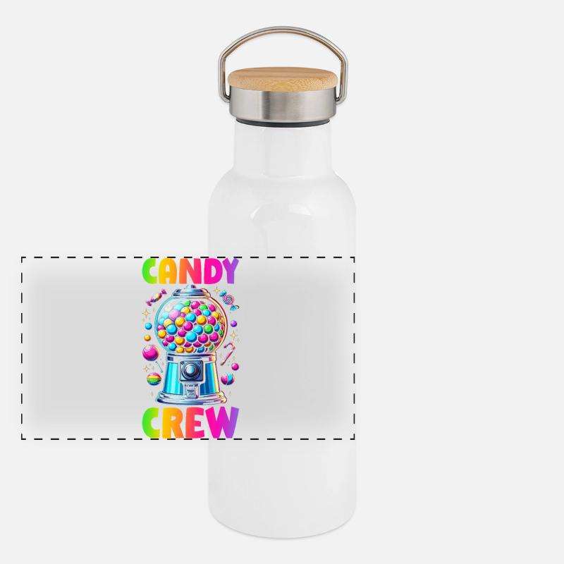 Candy Crew Decoration Candy Lover Sweet Tooth Panoramic Thermal Bottle with Bamboo Lid