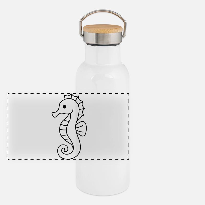 Seepferdchen Panorama Thermosflasche mit Bambusdeckel
