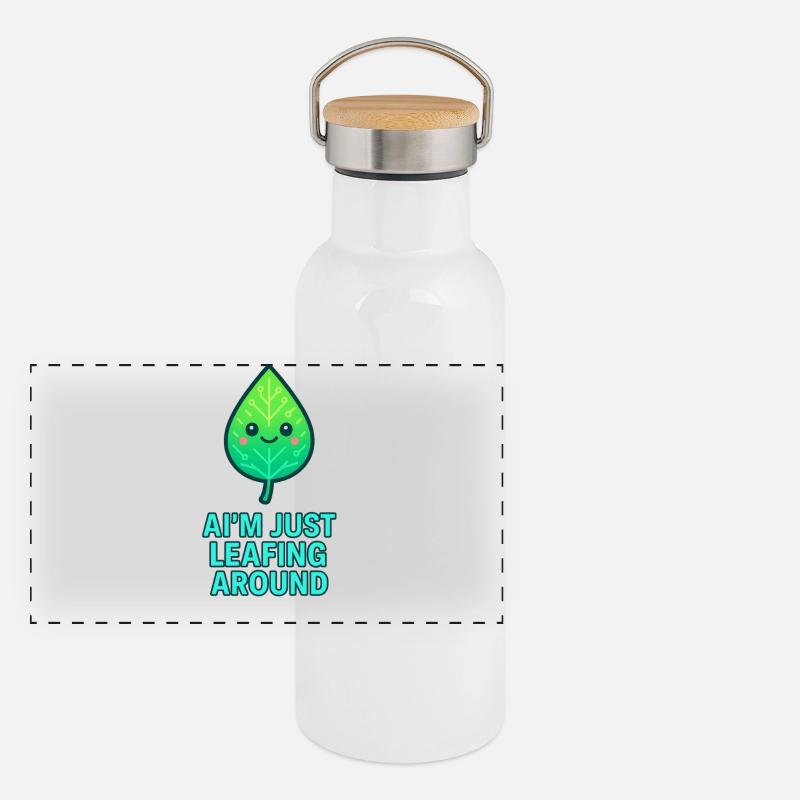 I'm just leafing around – Blattdesign Panorama Thermosflasche mit Bambusdeckel