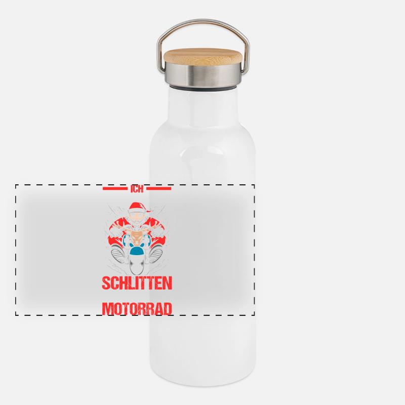 Weihnachtsmann Biker Motorrad Weihnachten Panorama Thermosflasche mit Bambusdeckel