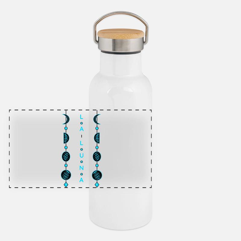 Mondphasen Panorama Thermosflasche mit Bambusdeckel