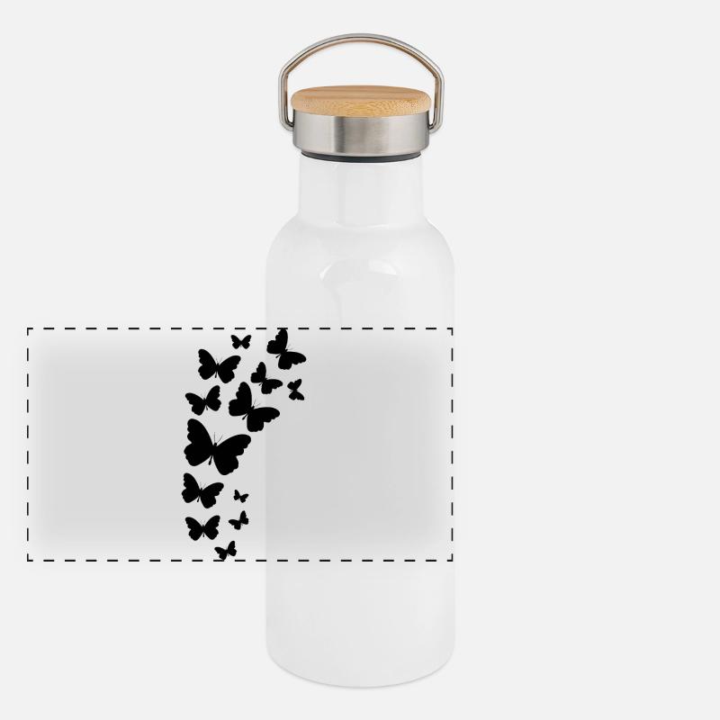 Floating Butterflies Panoramic Thermal Bottle with Bamboo Lid
