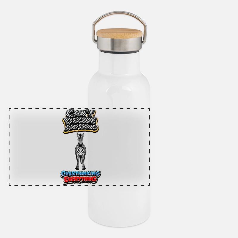 Zebra Overthinking Graphics Gourde isotherme avec bouchon en bambou