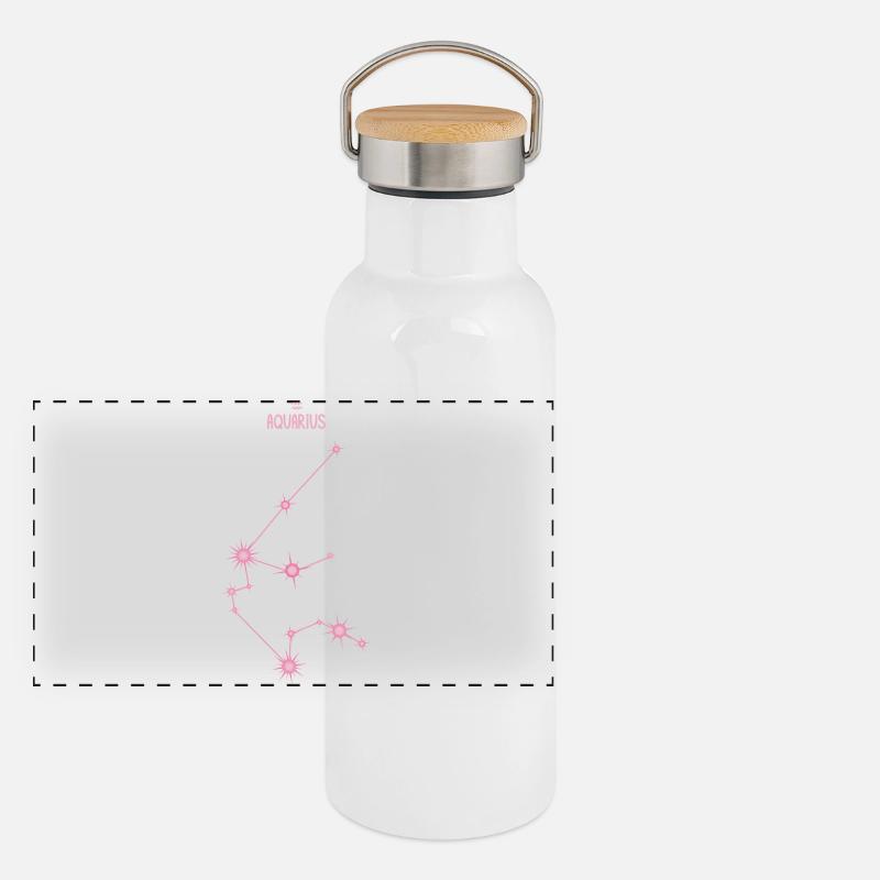 Wassermann Tierkreiszeichen Stern Sternbild Pink Panorama Thermosflasche mit Bambusdeckel