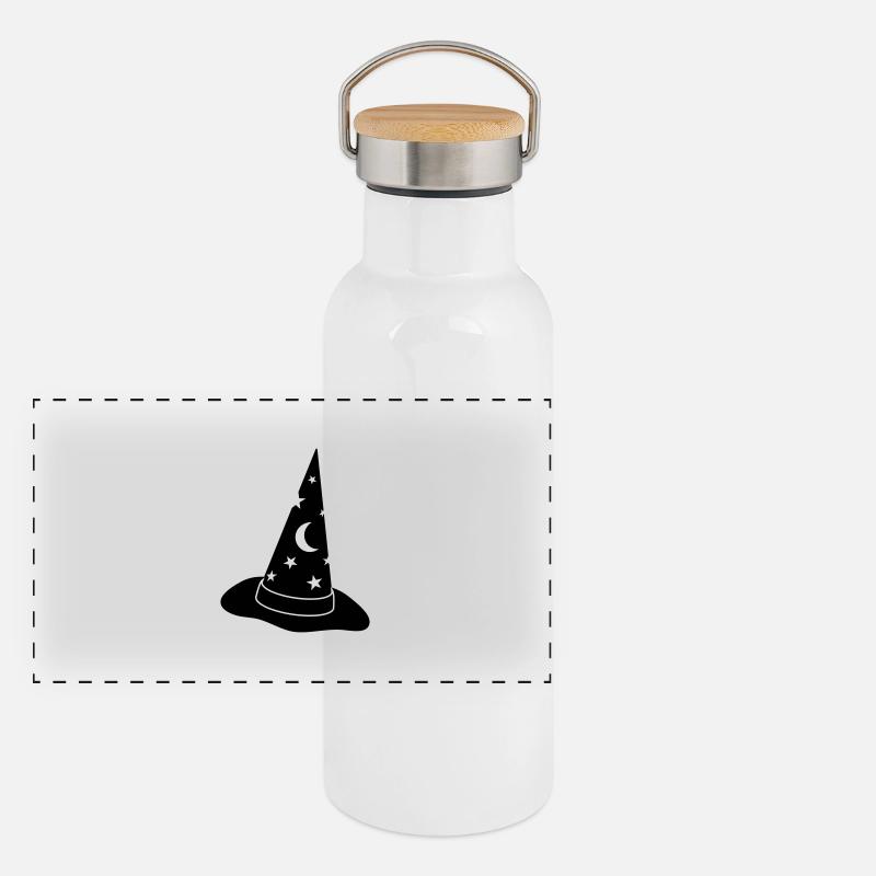 Zauberhut mit Sternen, 1-farbig Panorama Thermosflasche mit Bambusdeckel
