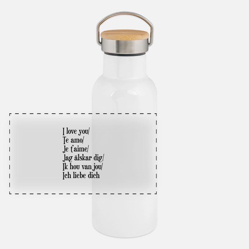 I Love you Gourde isotherme avec bouchon en bambou