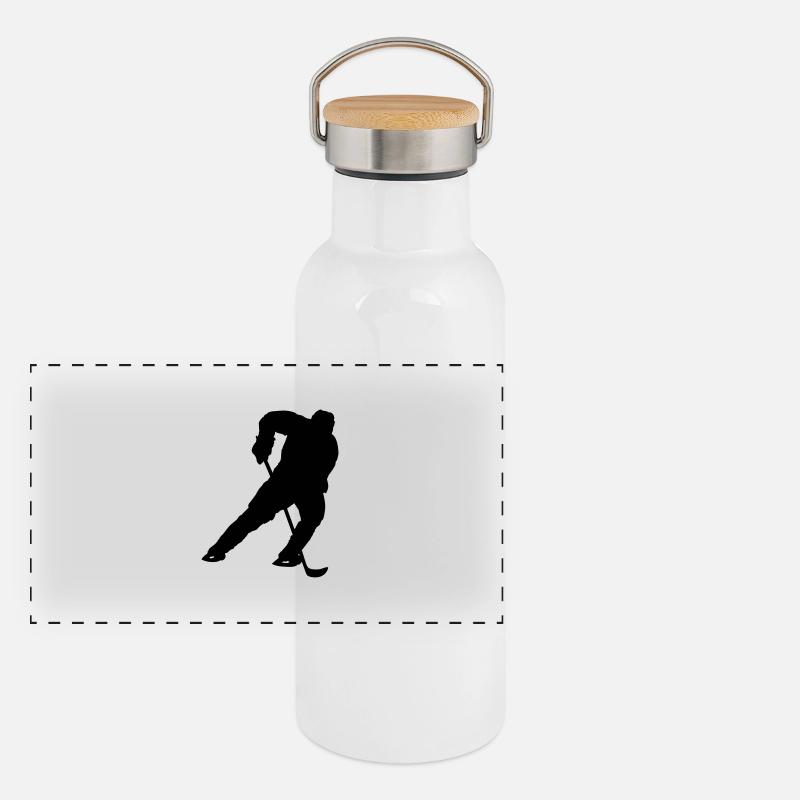 Ice Hockey Player Gourde isotherme avec bouchon en bambou