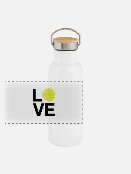 tennis_love - Gourde isotherme avec bouchon en bambou - blanc - Devant