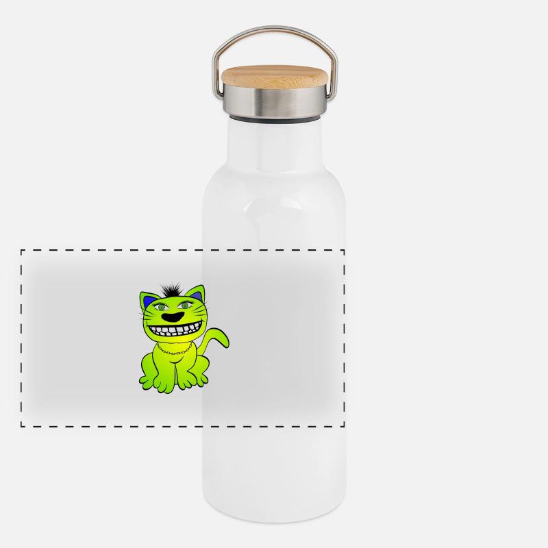 Katze - Cat Panorama Thermosflasche mit Bambusdeckel