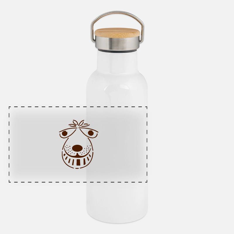 retro space hopper face Panoramic Thermal Bottle with Bamboo Lid