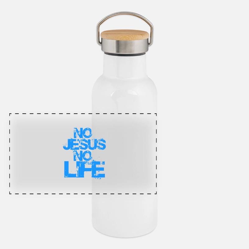 Know Jesus Know Life Panorama Thermosflasche mit Bambusdeckel