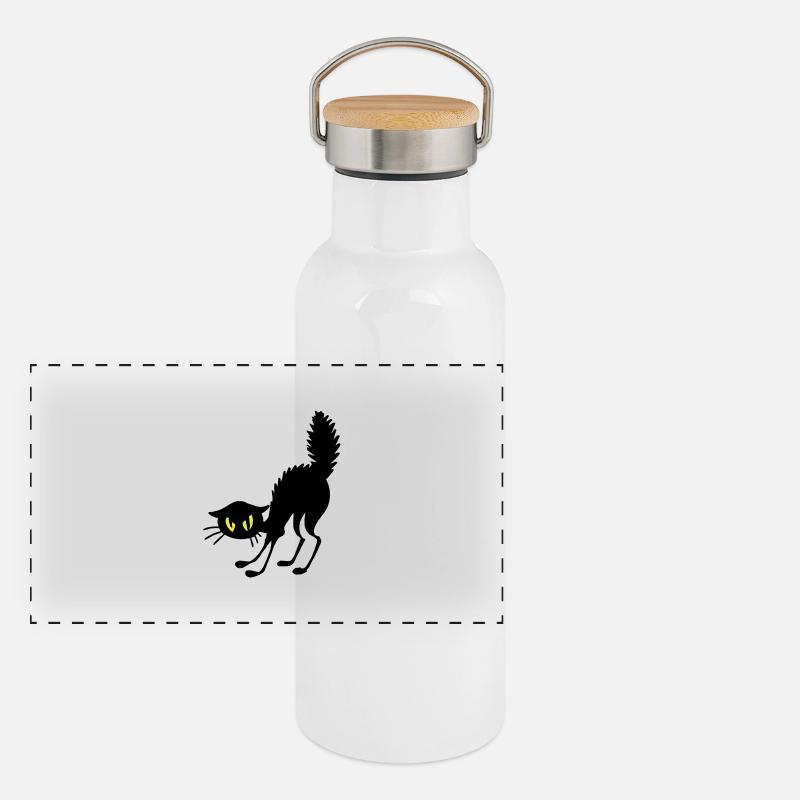 Chat énervé Gourde isotherme avec bouchon en bambou