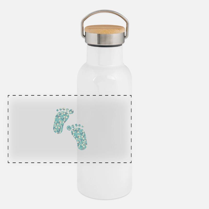 turquoise liberty footprints Panoramic Thermal Bottle with Bamboo Lid