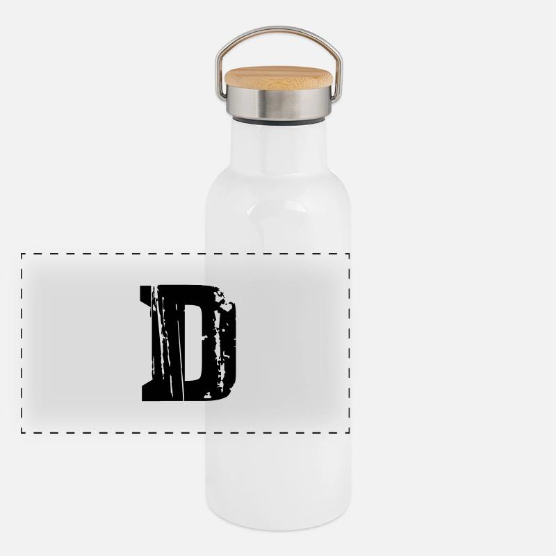 D - Buchstabe Panorama Thermosflasche mit Bambusdeckel