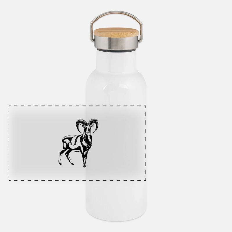 Mufflon Panorama Thermosflasche mit Bambusdeckel