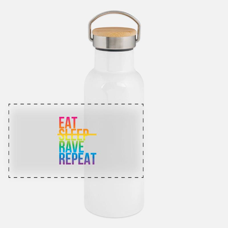 Rave - Eat sleep repeat3 Panorama Thermosflasche mit Bambusdeckel