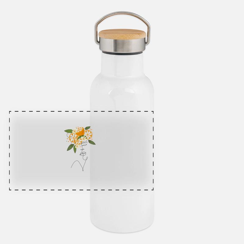 Lady Orange Gourde isotherme avec bouchon en bambou