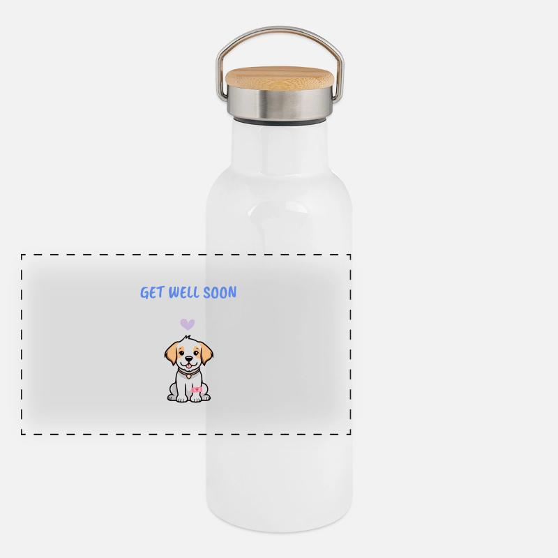 Gute Besserung Panorama Thermosflasche mit Bambusdeckel