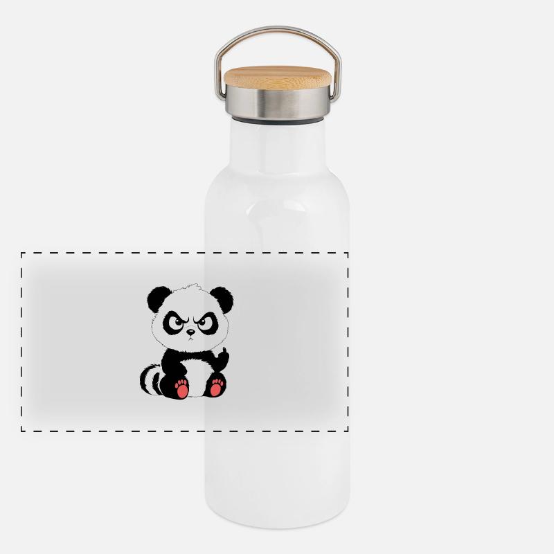 Böser Panda Panorama Thermosflasche mit Bambusdeckel