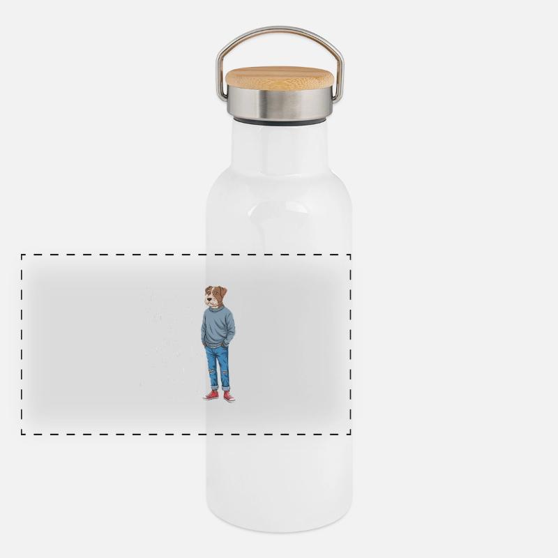 I'm just a Chill Guy Meme Panorama Thermosflasche mit Bambusdeckel